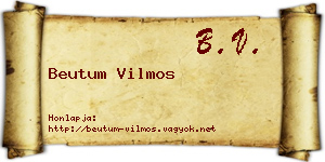 Beutum Vilmos névjegykártya